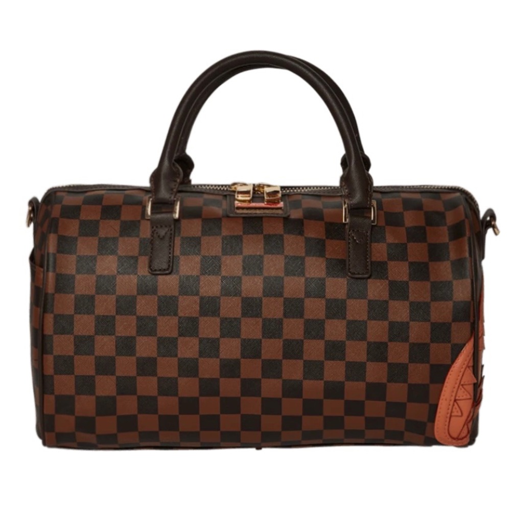 Sprayground Brown and Dark Brown Checker Travel Bag